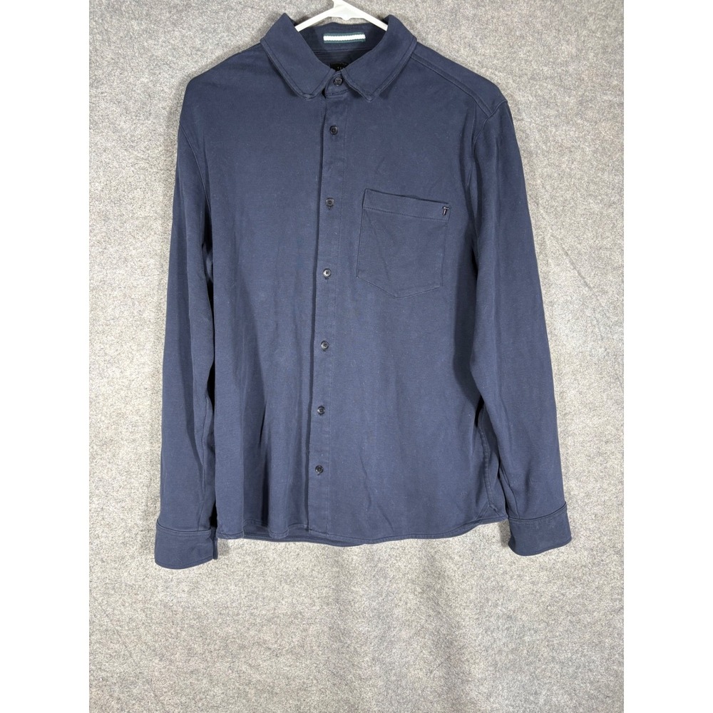 Ted Baker London Mens Navy Blue  Button Up Shirt Size 4 Large Long Sleeve